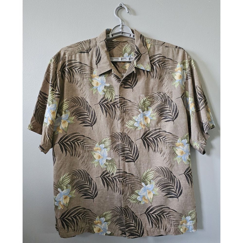 Tommy Bahama Hawaiian Short Sleeve Button 100% Silk Shirt Men's Size XL
